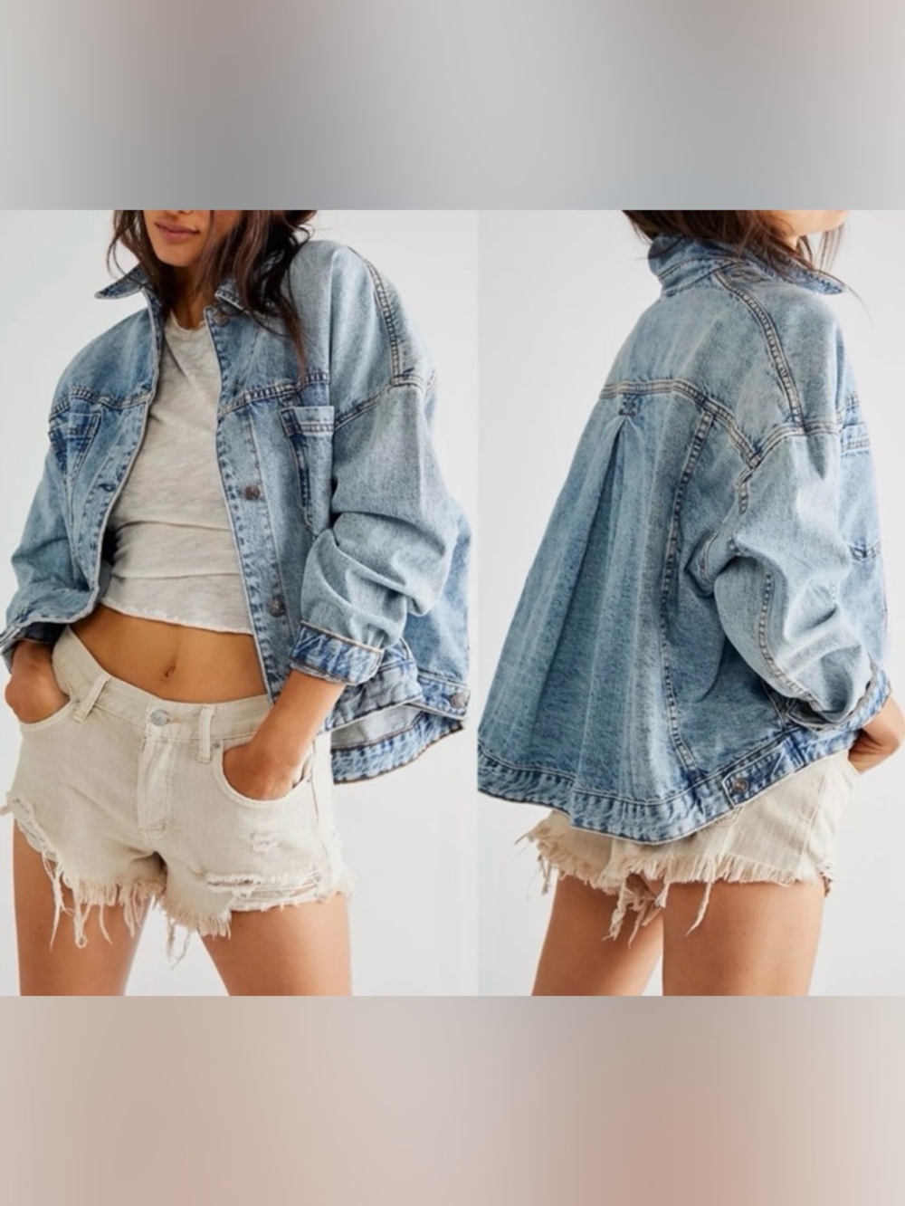 Free People Swing Denim Jacket Acidwash, NWOT